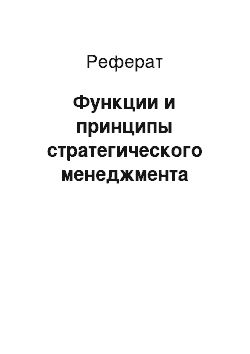 Реферат: Функции и принципы стратегического менеджмента