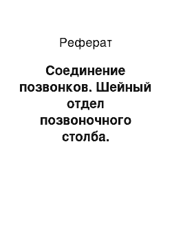 Реферат: Соединение позвонков. Шейный отдел позвоночного столба. Клиновидная кость