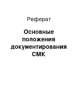 Реферат: Основные положения документирования СМК