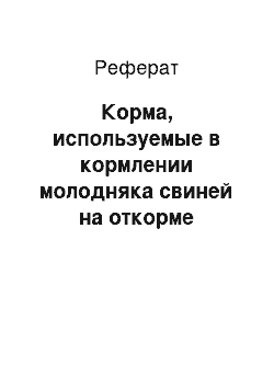 Реферат: Корма, используемые в кормлении молодняка свиней на откорме