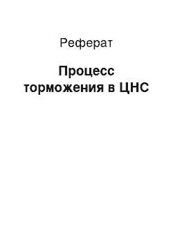 Реферат: Процесс торможения в ЦНС