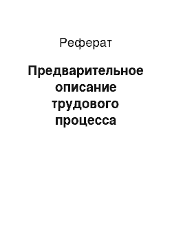 Реферат: Предварительное описание трудового процесса