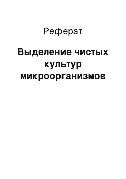 Реферат: Выделение чистых культур микроорганизмов