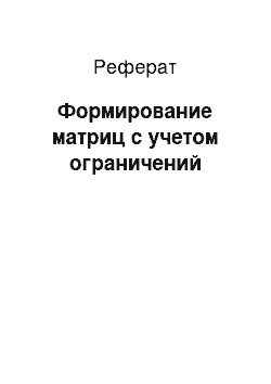 Реферат: Формирование матриц с учетом ограничений