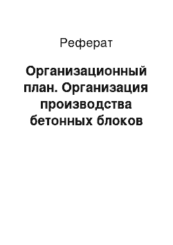 Реферат: Организационный план. Организация производства бетонных блоков