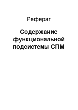 Реферат: Содержание функциональной подсистемы СПМ