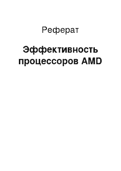 Реферат: Эффективность процессоров AMD