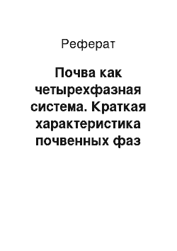 Реферат: Почва как четырехфазная система. Краткая характеристика почвенных фаз