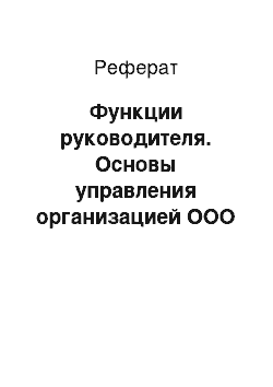 Реферат: Функции руководителя. Основы управления организацией ООО "Центр бизнес-образования"