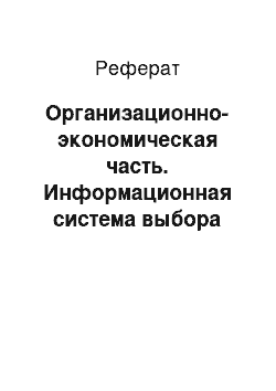 Реферат: Организационно-экономическая часть. Информационная система выбора оптимальных туристских маршрутов