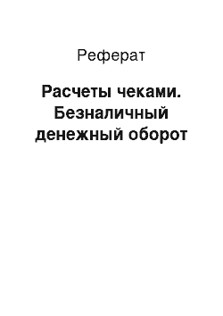 Реферат: Расчеты чеками. Безналичный денежный оборот