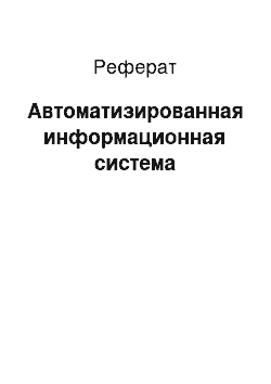 Реферат: Автоматизированная информационная система