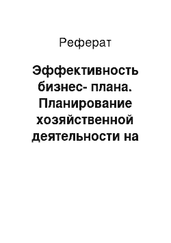 Реферат: Эффективность бизнес-плана. Планирование хозяйственной деятельности на примере ЗАО "Мелленниум Тревел"