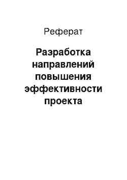 Реферат: Разработка направлений повышения эффективности проекта