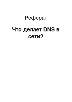 Реферат: Что делает DNS в сети?