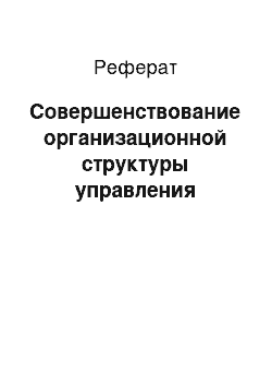 Реферат: Совершенствование организационной структуры управления