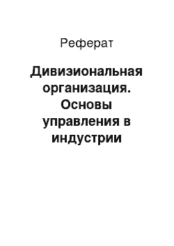 Реферат: Дивизиональная организация. Основы управления в индустрии туризма