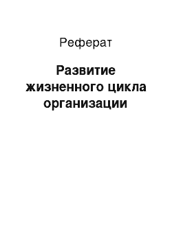 Реферат: Развитие жизненного цикла организации