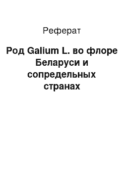 Реферат: Род Galium L. во флоре Беларуси и сопредельных странах