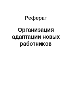 Реферат: Организация адаптации новых работников