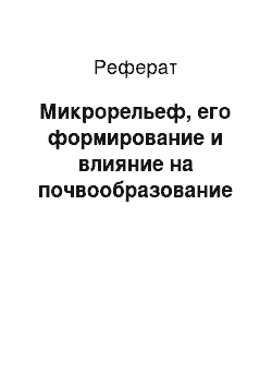 Реферат: Микрорельеф, его формирование и влияние на почвообразование