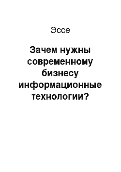 Эссе: Зачем нужны современному бизнесу информационные технологии?