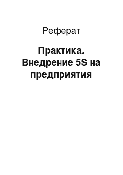 Реферат: Практика. Внедрение 5S на предприятия