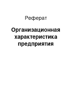 Реферат: Организационная характеристика предприятия