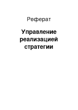 Реферат: Управление реализацией стратегии