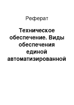 Реферат: Техническое обеспечение. Виды обеспечения единой автоматизированной информационной системы