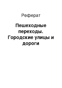 Реферат: Пешеходные переходы. Городские улицы и дороги