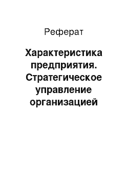 Реферат: Характеристика предприятия. Стратегическое управление организацией