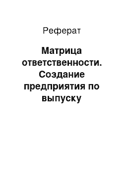 Реферат: Матрица ответственности. Создание предприятия по выпуску альтернативных источников энергии "Солнечный бриз"