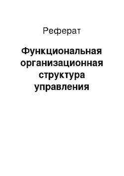 Реферат: Функциональная организационная структура управления