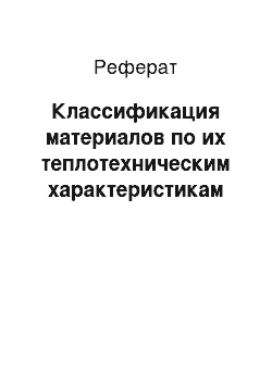 Реферат: Классификация материалов по их теплотехническим характеристикам