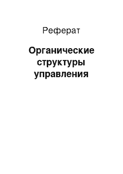 Реферат: Органические структуры управления