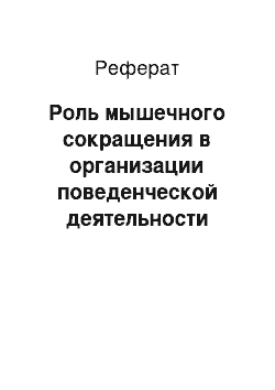 Реферат: Роль мышечного сокращения в организации поведенческой деятельности человека. Классификация мышц и их функции. Виды и режимы мышечных сокращений