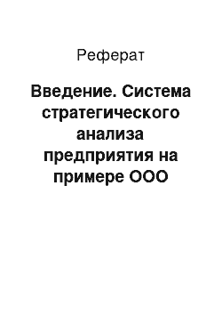 Реферат: Введение. Система стратегического анализа предприятия на примере ООО "Строительное управление"