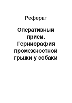 Реферат: Оперативный прием. Герниорафия промежностной грыжи у собаки