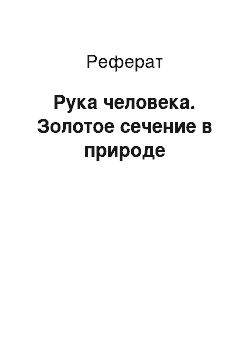 Реферат: Рука человека. Золотое сечение в природе