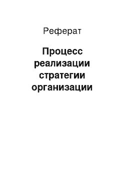 Реферат: Процесс реализации стратегии организации