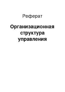 Реферат: Организационная структура управления