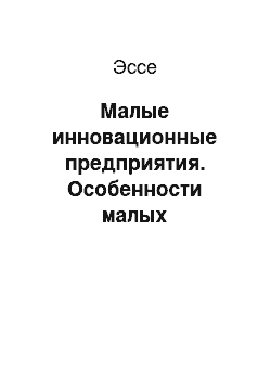 Эссе: Малые инновационные предприятия. Особенности малых инновационных фирм