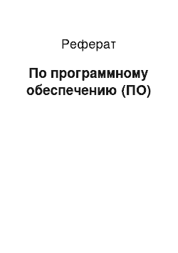 Реферат: По программному обеспечению (ПО)