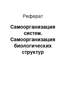 Реферат: Самоорганизация систем. Самоорганизация биологических структур