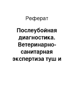 Реферат: Послеубойная диагностика. Ветеринарно-санитарная экспертиза туш и продуктов убоя при незаразных болезнях