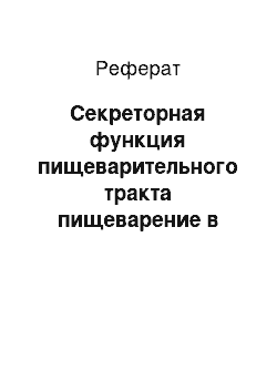 Реферат: Секреторная функция пищеварительного тракта пищеварение в 12-перстной кишке, тонком и толстом кишечнике