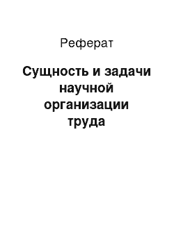 Реферат: Сущность и задачи научной организации труда