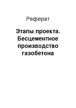 Реферат: Этапы проекта. Бесцементное производство газобетона