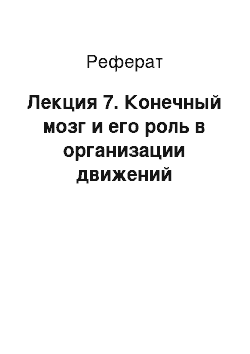 Реферат: Лекция 7. Конечный мозг и его роль в организации движений